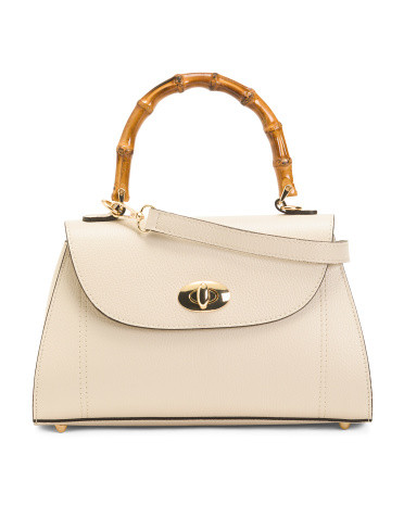 Made In Italy Leather Turn Lock Satchel | TJ Maxx