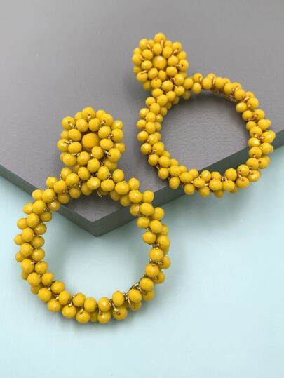 Beaded Round Drop Earrings | SHEIN