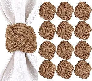 ALPHA Living HOME Rustic Jute Napkin Rings Set of 12 - Natural Woven Napkin Holders for Table Dé... | Amazon (US)
