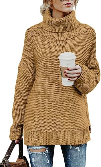 ANFTFH Chunky Knit Pullover Sweaters for Women Turtleneck Long Sleeve Top | Amazon (CA)