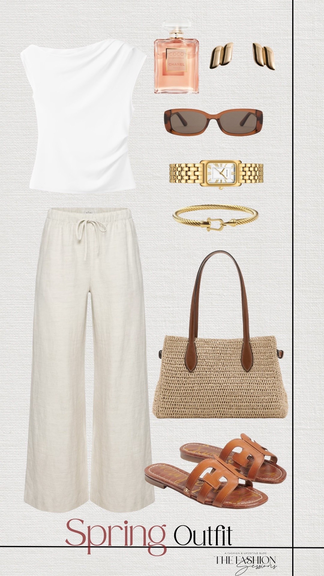 Spring Outfit | White Wrapped Top | Linen Pants | Woven Bag | Sam Edelman Sandals 

#LTKgrwm #LTKootd
