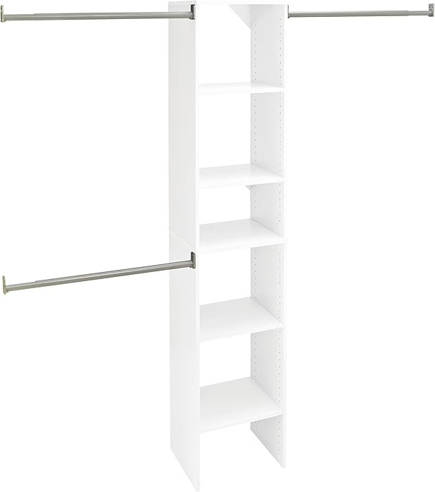 ClosetMaid SuiteSymphony Small Closet Organizer Starter Kit with Tower and 3 Hang Rods, Shelves, ... | Amazon (US)