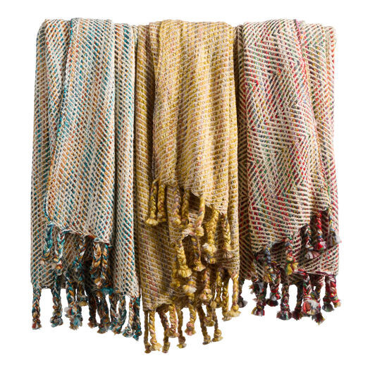 Multicolor Stitch Fringe Throw Blanket by World Market | World Market