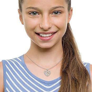 Disney Mickey and Minnie Mouse Cubic Zirconia Heart Pendant Necklace, Two Tone, Sterling Silver, ... | Amazon (US)