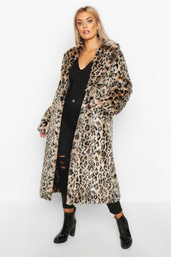 Plus Leopard Faux Fur Longline Coat | Boohoo.com (US & CA)
