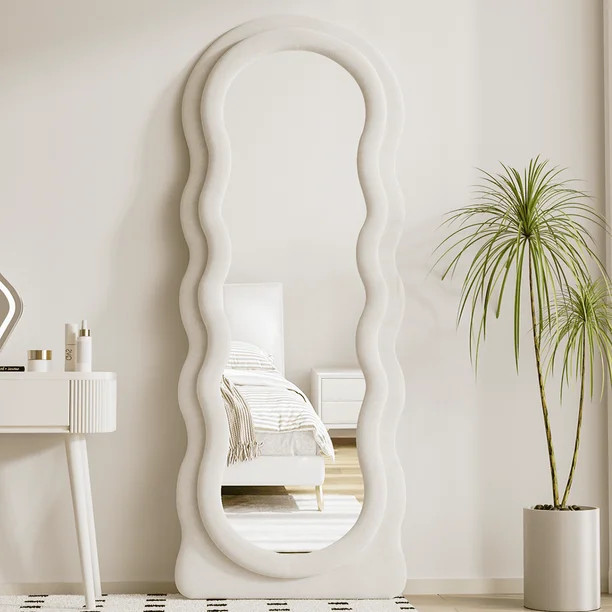 TinyTimes 63"x24" Wavy Full Length Mirror Freestanding Floor Mirror with Stand Full Body Dressing... | Walmart (US)