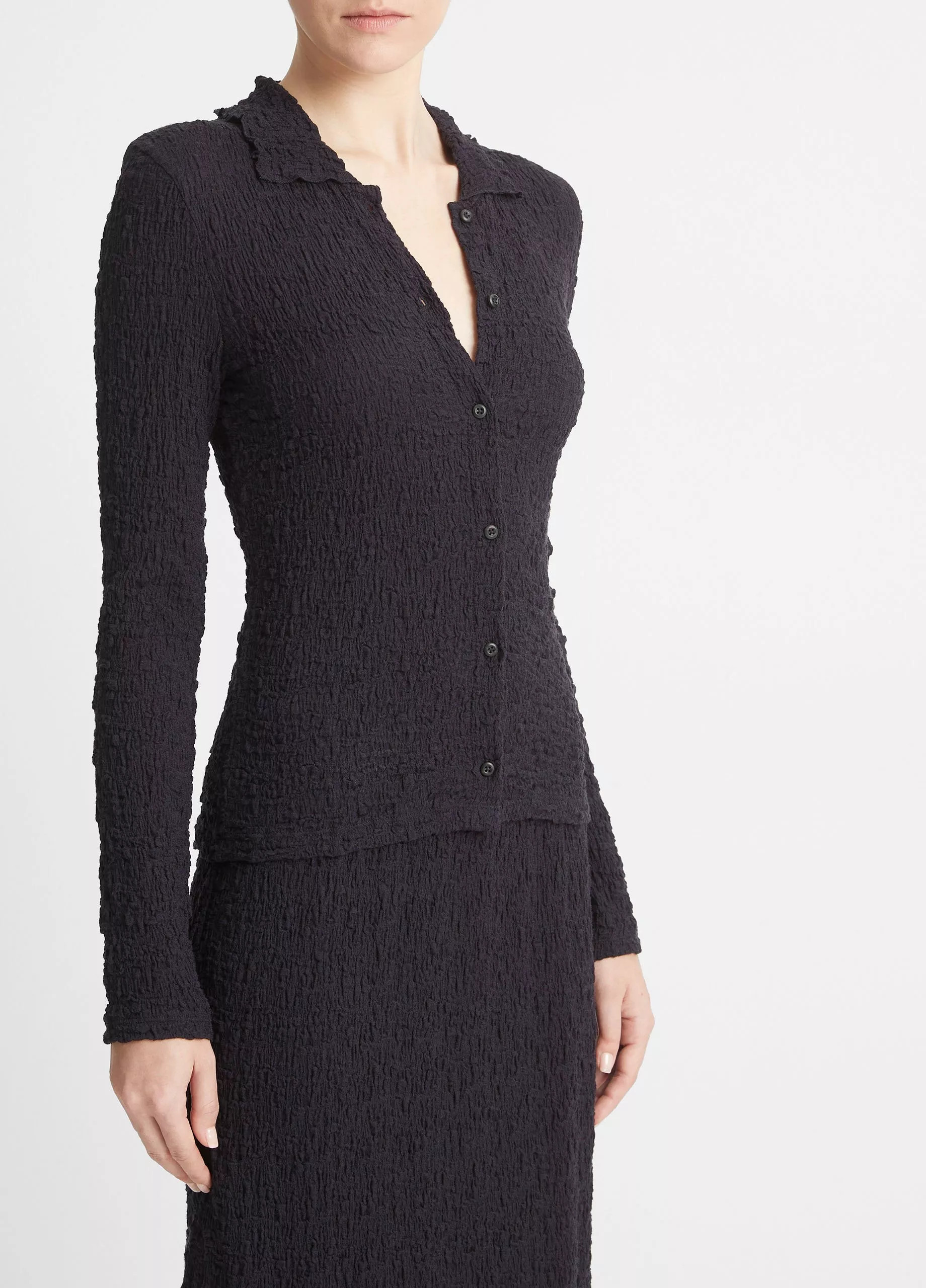 Smocked Long-Sleeve Button-Front Shirt | Vince LLC