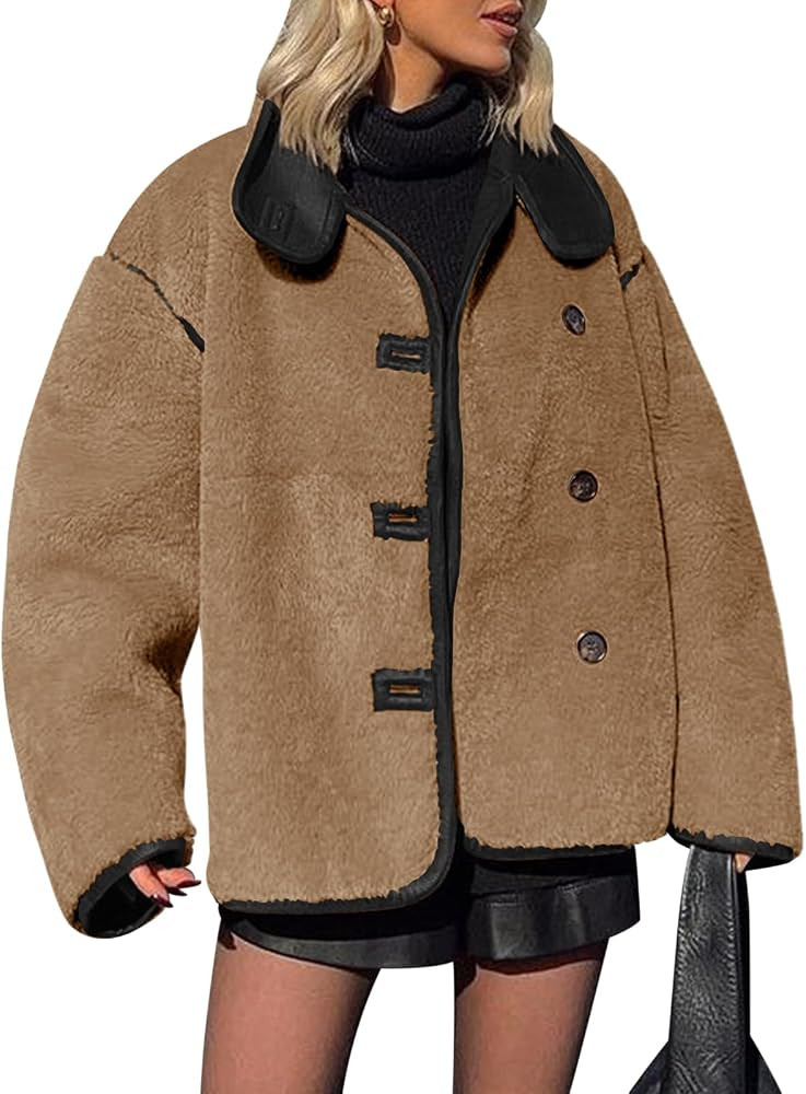 Tankaneo Womens Faux Fur Jackets Warm Winter Stand Collar Outwear Coats | Amazon (US)