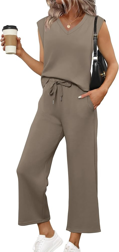 SAMPEEL Two Piece Sets for Women Summer Vacation Travel Outfits Business Casual Outfits Matching ... | Amazon (US)