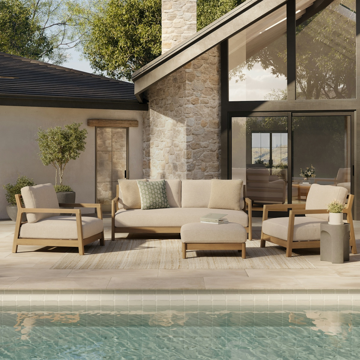 Elise 80" Outdoor Sofa Set - Basket Beige | Article