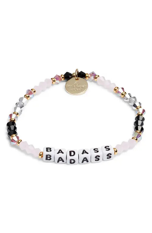 Little Words Project Badass Beaded Stretch Bracelet in Pink/Black/White at Nordstrom | Nordstrom