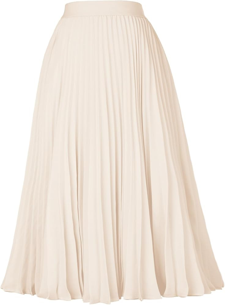 GRACE KARIN Women High Elastic Waist Pleated Chiffon Skirt Midi Swing A-line Skirts | Amazon (US)