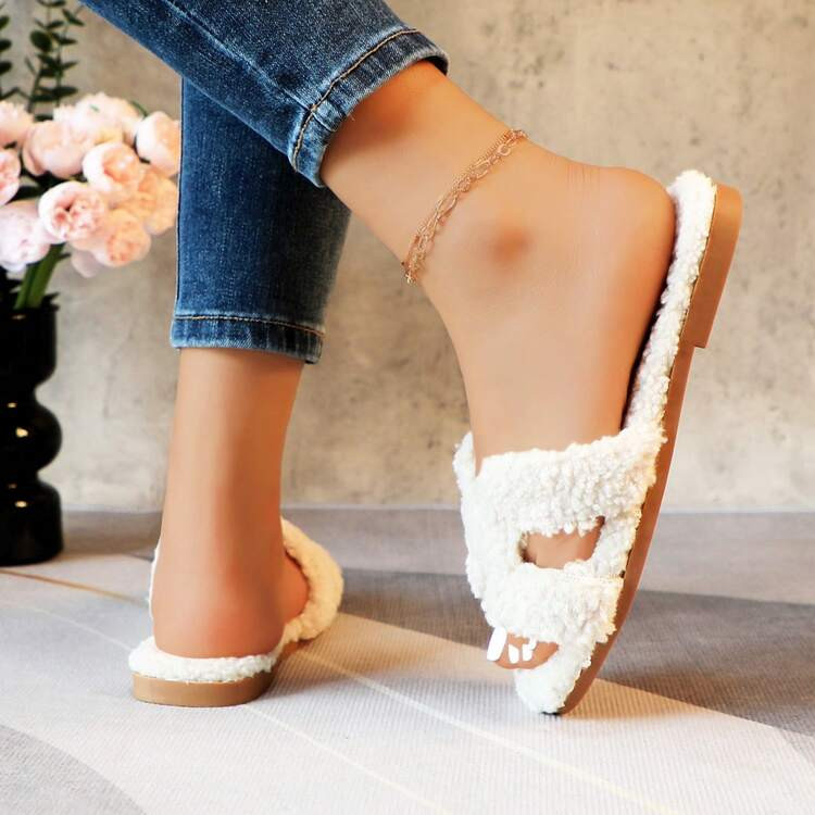 Women's Furry Slippers: Versatile Indoor/Outdoor Slippers With Plush Cotton Upper And Soft Sole -... | SHEIN