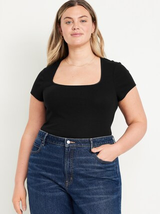 Square-Neck Ribbed T-Shirt | Old Navy (US)