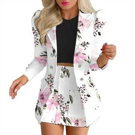 nsendm Swimsuit Skirt Womens Long Sleeve Two Blazer Skirt Suit Floral Two Womens Swim Dress Bathing  | Walmart (US)