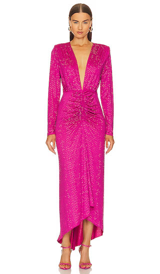 Kiah Dress in Fuchsia | Long Sleeve Maxi Dress With Sleeves | Pink Sparkly Dress Pink Sparkle Dress | Revolve Clothing (Global)