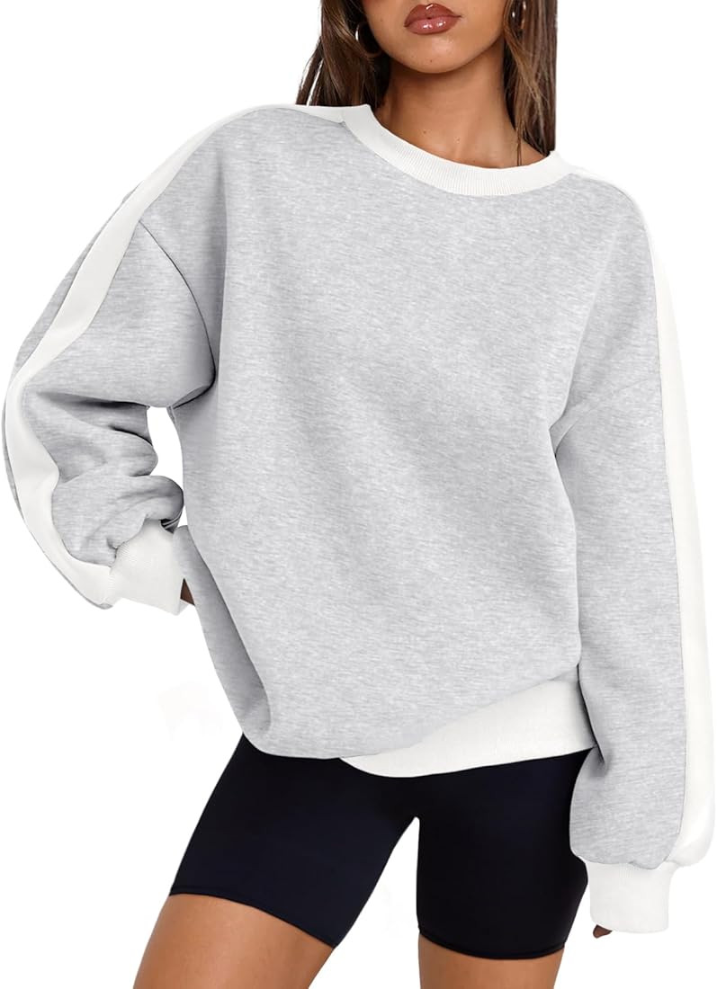 Trendy Queen Womens Oversized Sweatshirts Crewneck Hoodies Color Block Long Sleeve Pullover Fall ... | Amazon (US)
