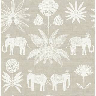 A-Street Prints Bazaar Light Grey Elephant Oasis Fabric Non-Pasted Matte Wallpaper 4014-26433 - T... | The Home Depot