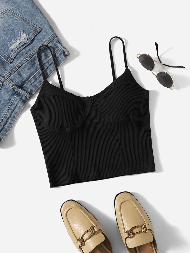 SHEIN EZwear Rib-knit Cami Top | SHEIN