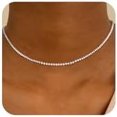 Robaice Tennis Necklace for Women, 14K Gold/Silver Plated Rhinestone Choker Necklace for Women, D... | Amazon (US)
