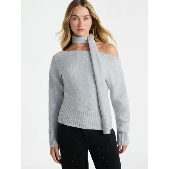 No Boundaries Scarf Sweater, Midweight, 2-Piece, Women’s | Walmart (US)