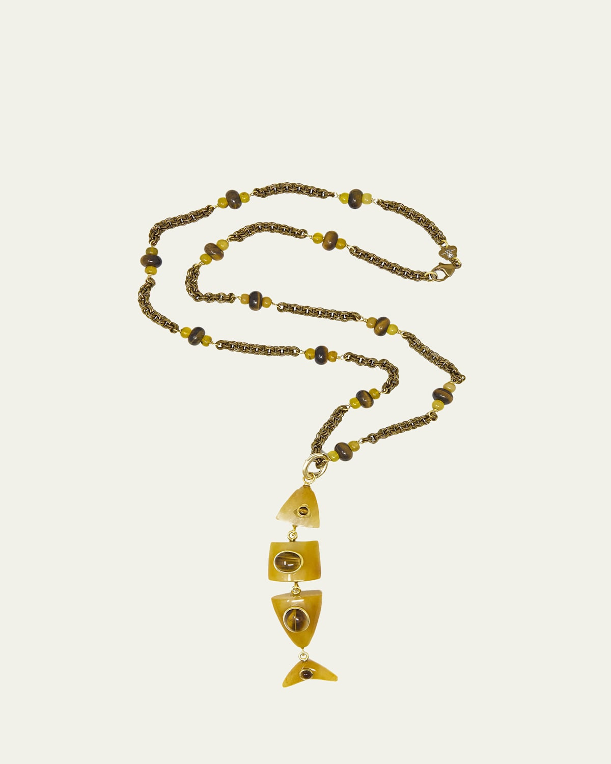 Yellow Chalcedony and Tiger's Eye Fish Pendant Necklace | Bergdorf Goodman
