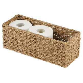 mDesign Natural Woven Bathroom Storage Organizer Basket | Target