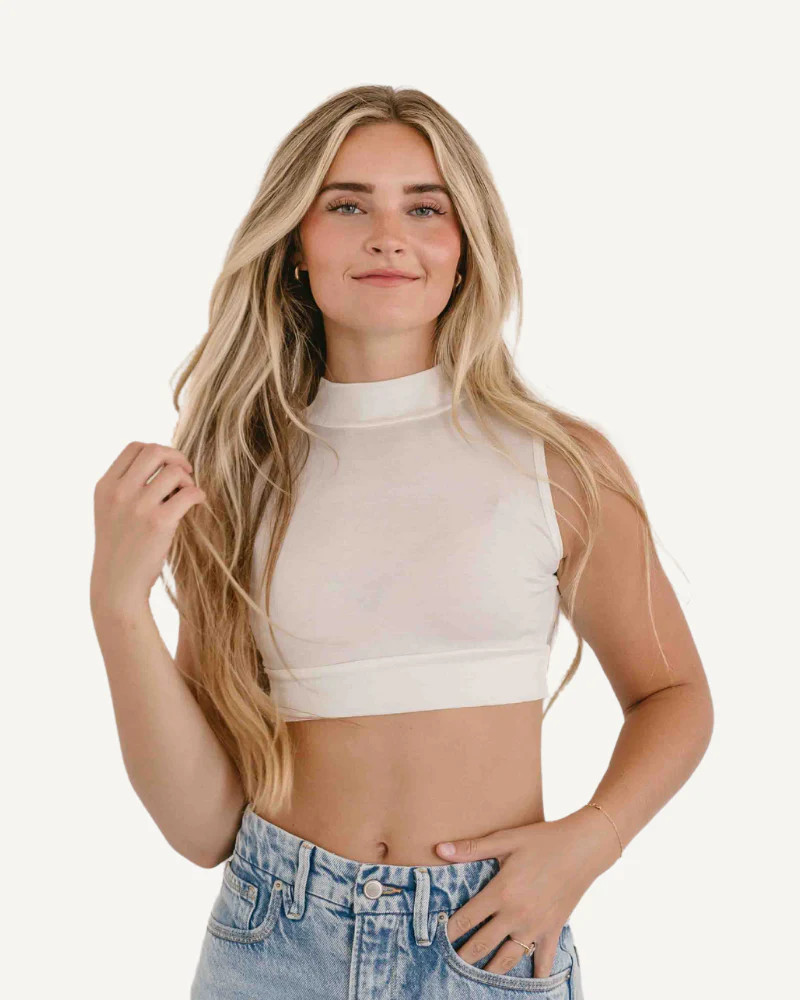 Mock Neck Sleeveless Halftee | Half Tee