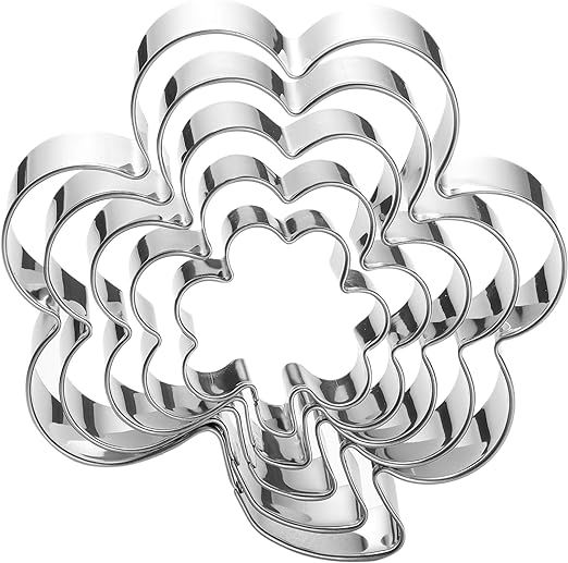 Clover Cookie Cutter Set - 5 Piece St. Patrick's Day Irish Shamrock Cookie Cutters Stainless Stee... | Amazon (US)