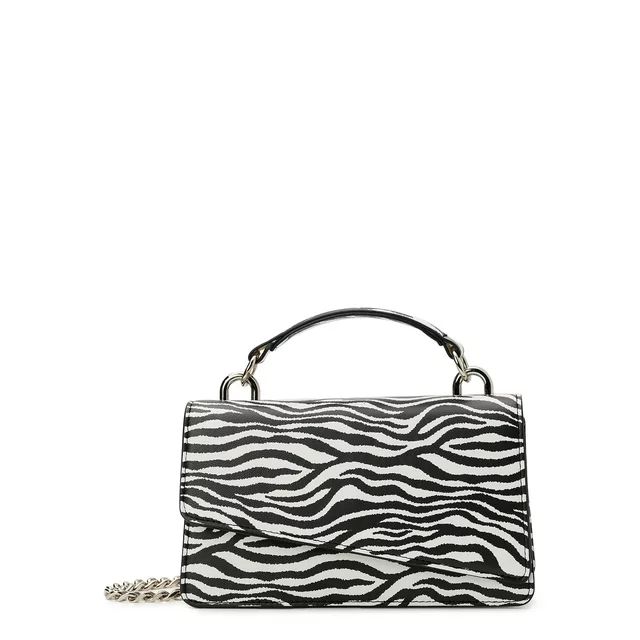 No Boundaries Women's Contemporary Top Handle Handbag, Black and White Zebra | Walmart (US)