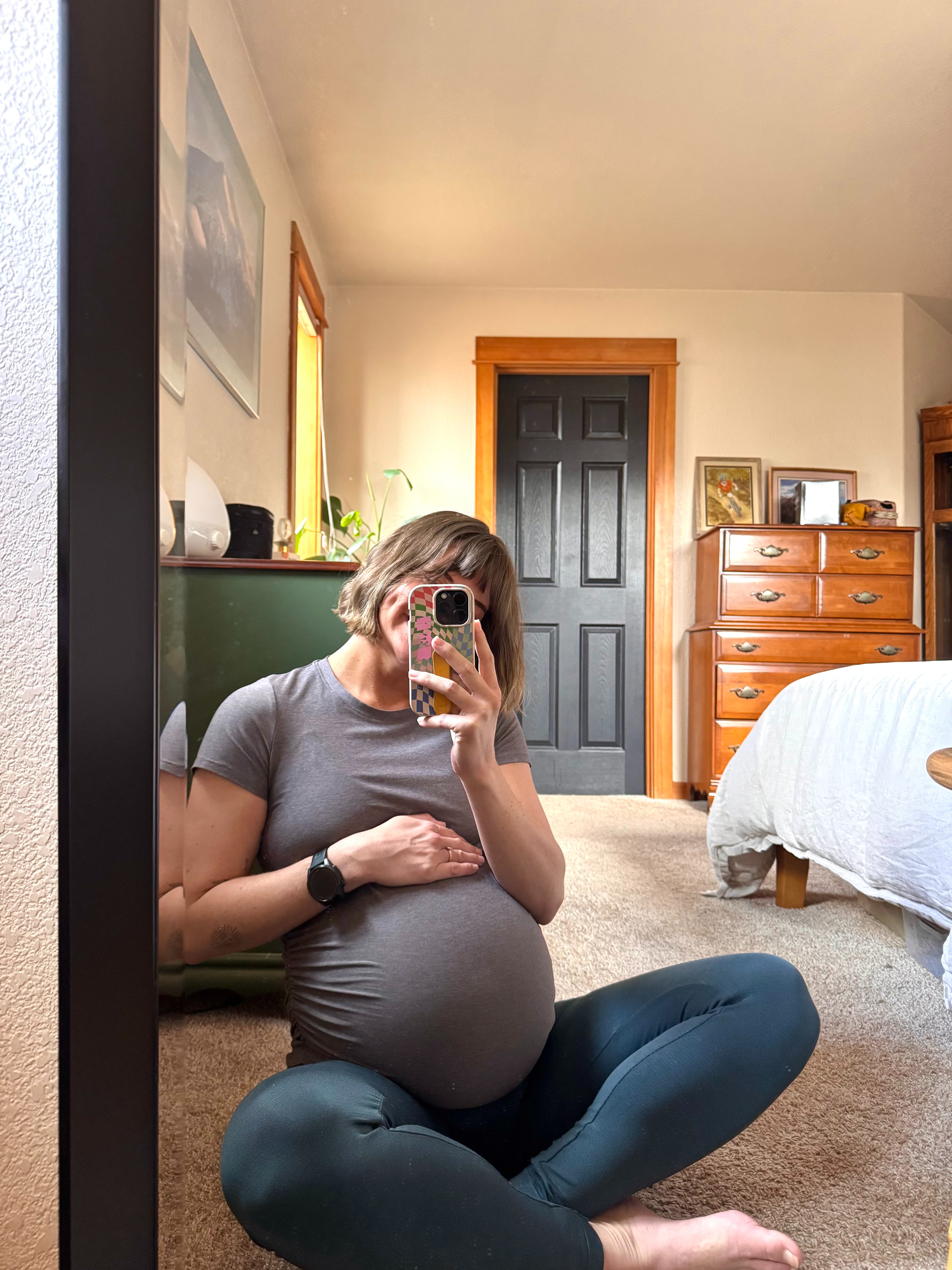 This bump-friendly set from Beyond Yoga was my go-to outfit while pregnant because it’s next-level comfy. The short sleeve pregnancy tee is soft without clinging, and these leggings stretch perfectly as your bump grows. 

 #LTKootd #LTKActive #LTKBump