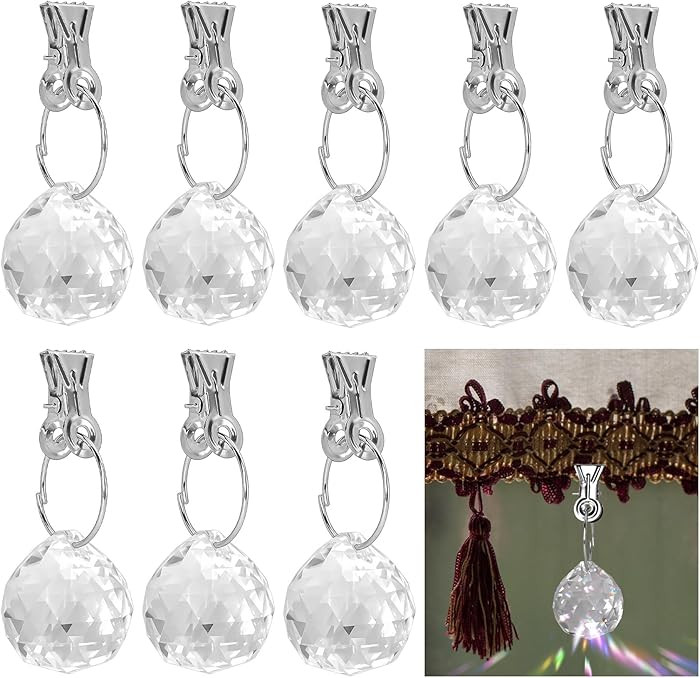 8 Pcs Transparent Crystal Outdoor Curtain Weights, 3.2oz Heavy Decorative Drapery Weights, with A... | Amazon (US)