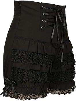 Women's Cute Gothic Steampunk Lolita Maid Ruffle Lace Pumpkin Cosplay Bloomers Shorts | Amazon (US)