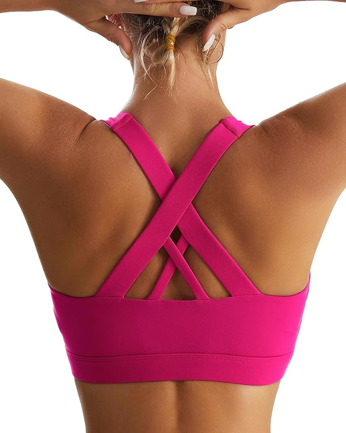 RUNNING GIRL Sports Bra for Women, Criss-Cross Back Padded Strappy Sports Bras Medium Support Yog... | Amazon (US)