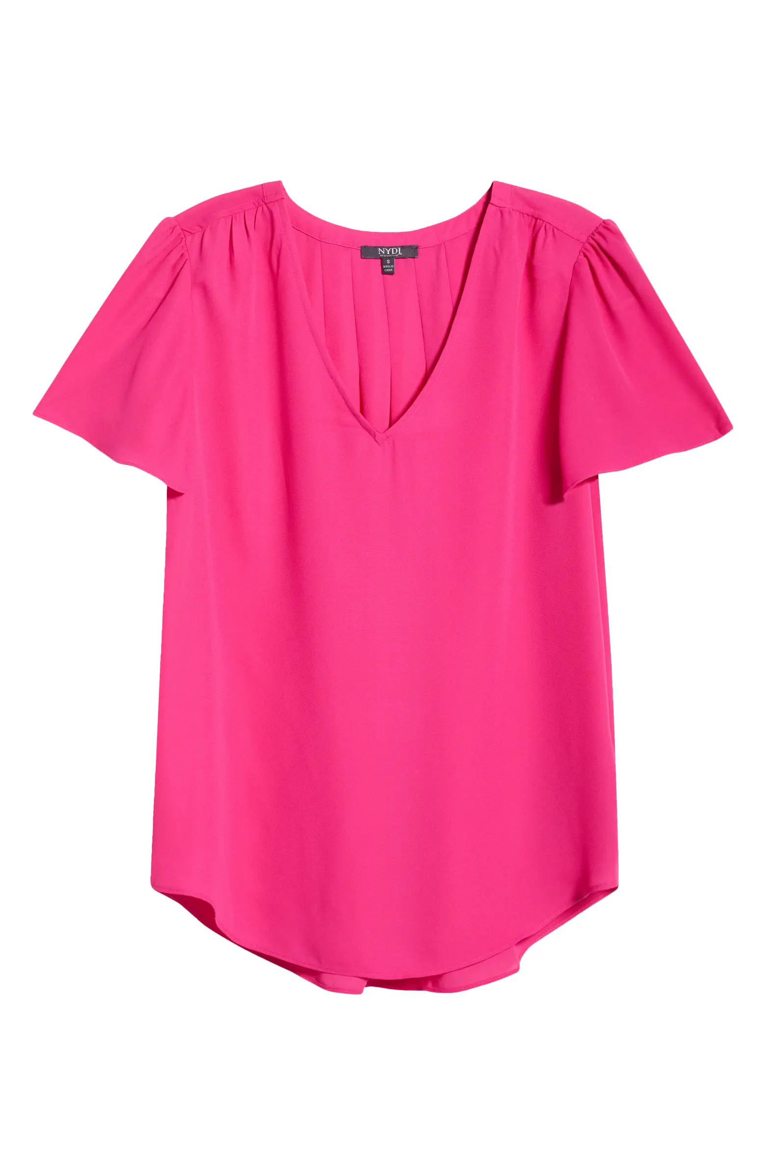 NYDJ Pleated Back Flutter Sleeve Top | Nordstrom | Nordstrom