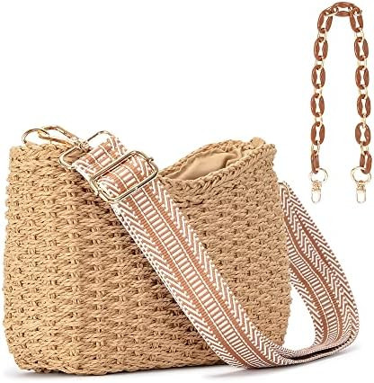 Herald Small Summer Crossbody Bags for Women, Beach Handmade Straw Woven Pocketbooks Handbag Shou... | Amazon (US)