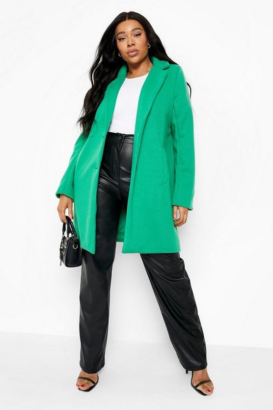 Plus Color Pop Wool Look Coat | Boohoo.com (US & CA)