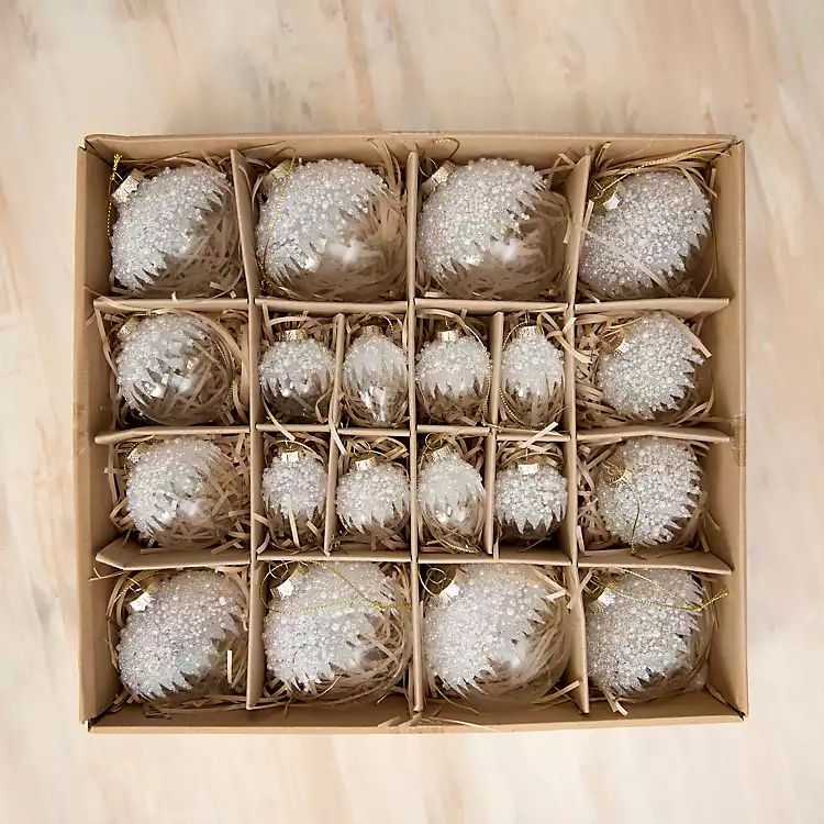 New!White Glass Pearl Ornaments, Set of 20 | Kirkland's Home