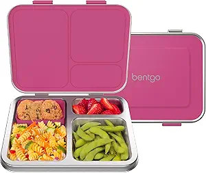 Bentgo Kids Stainless Steel Leak-Resistant Lunch Box - 3-Compartments with Bonus Silicone Contain... | Amazon (US)