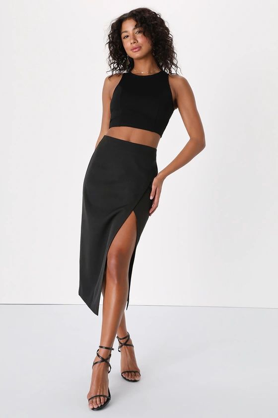 Dedicated Style Black High-Waisted Tulip Midi Skirt | Lulus (US)