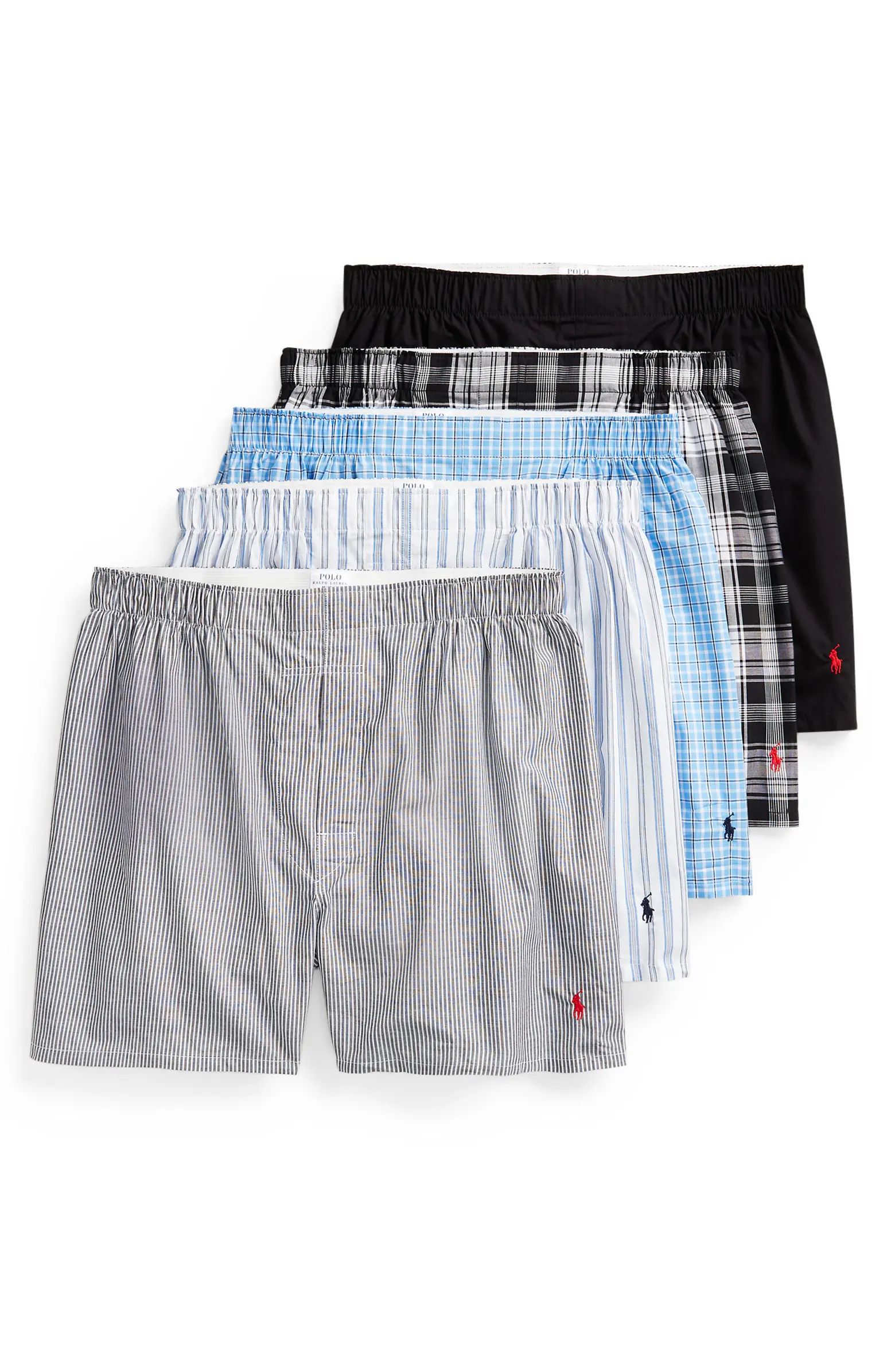 Assorted 5-Pack Woven Cotton Boxers | Nordstrom