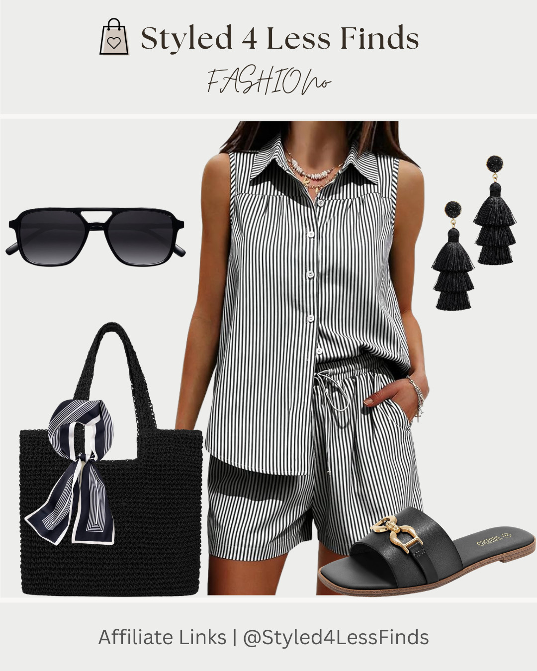 Easy, elevated, and effortlessly chic 🖤🤍

This striped matching set is one of those outfits that instantly looks put together with zero effort. I paired it with classic black slides, a woven tote, and statement earrings to keep everything feeling polished but still relaxed.

Style tip: When wearing a matching set, mix in textured accessories (like a woven bag or bold earrings) to add dimension and keep the look from feeling too “set-like.” 

 #LTKcanada #LTKover50style #LTKstyletip