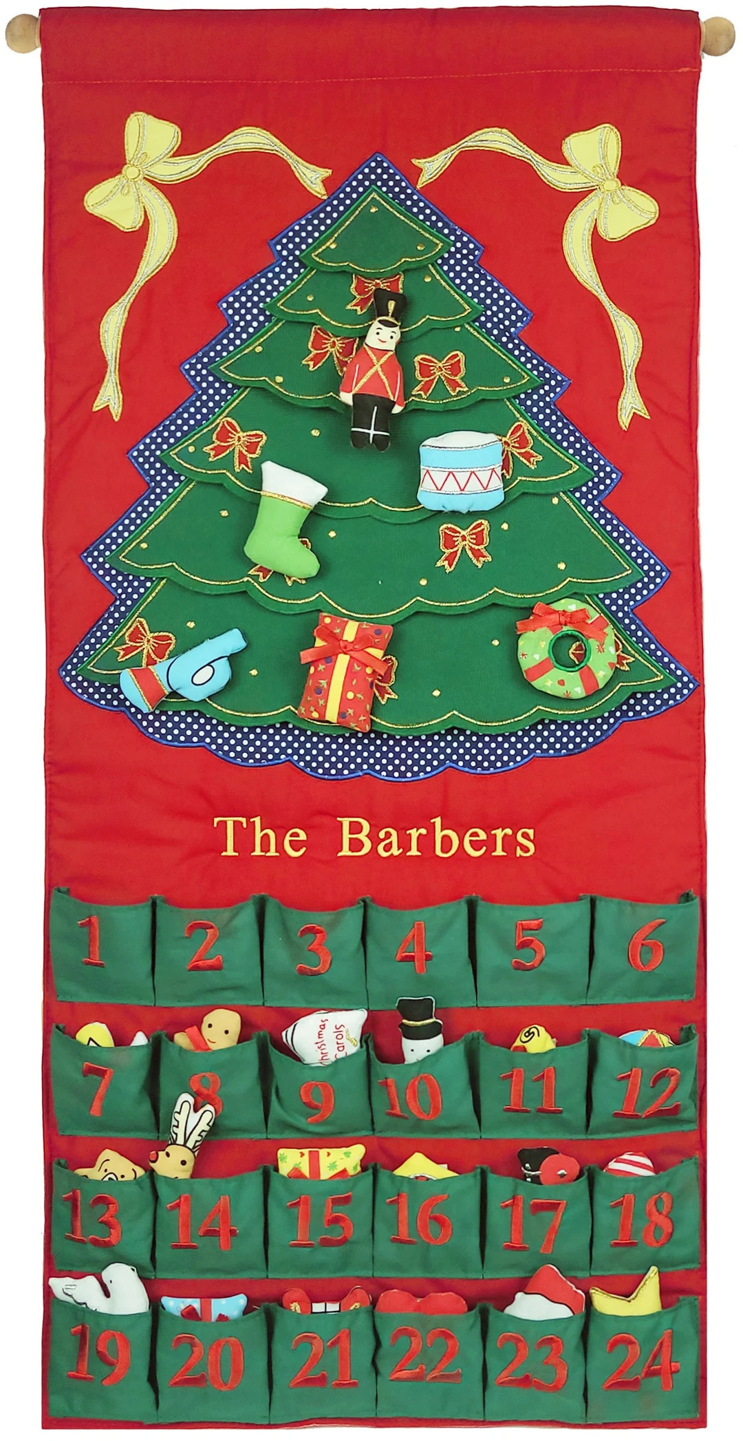 Personalized Green Christmas Tree Fabric Advent Wall Hanging Calendar, Family Countdown with 24 O... | Etsy (US)