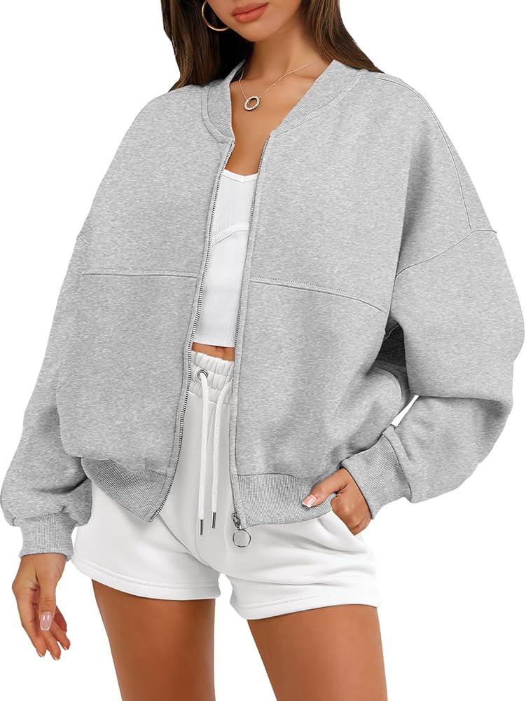 ANRABESS Women's Zip up Oversized Sweatshirts Fleece jacket Coat Long Sleeve Casual Hoodie 2024 F... | Amazon (US)