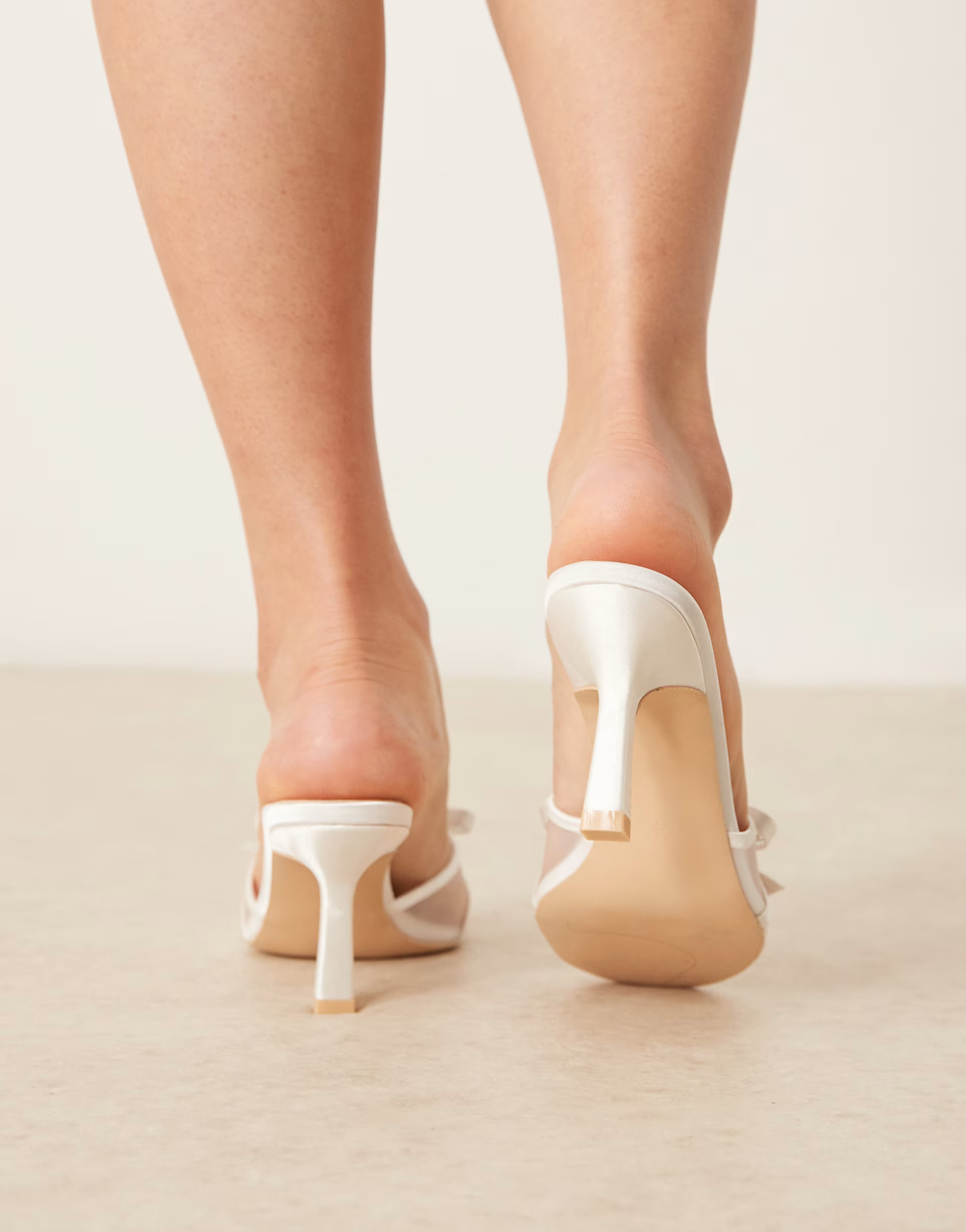 Be Mine Bridal Devotion kitten mules with bow in ivory | ASOS (Global)