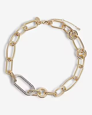 Mixed Metal Chain Linked Necklace | Express