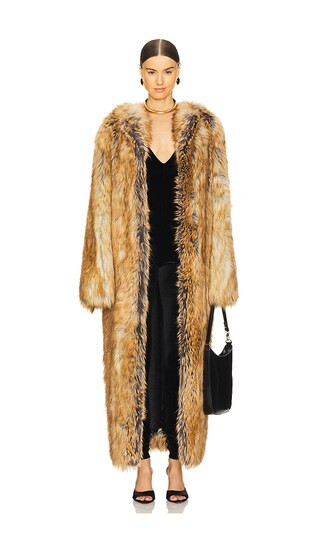 The Andamane Taylor Faux Fur Maxi Coat in Rust - Brown. Size 44/L | Revolve Clothing (Global)