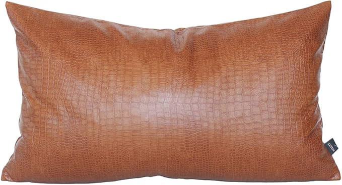 Kdays Faux Leather Crocodile Tan Throw Pillow Cover Decorative Sofa Couch Cushion Covers Farmhous... | Amazon (US)