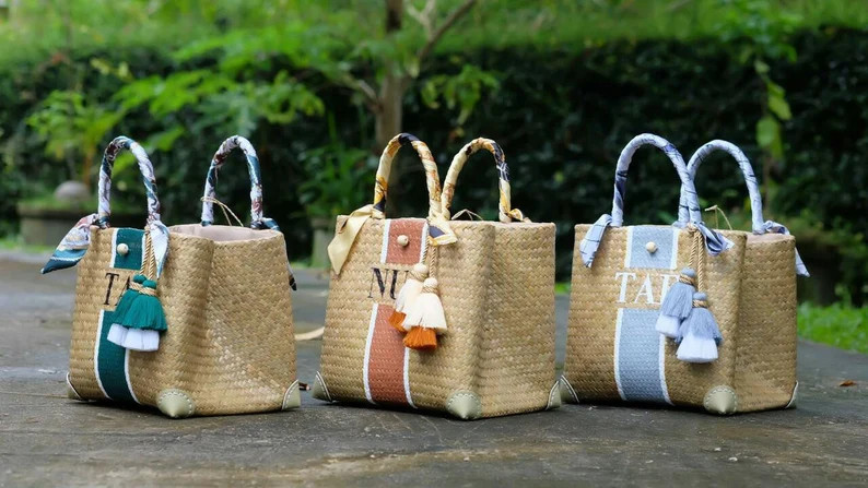 Monogrammed Straw Beach Bag: Tropical Bachelorette Party Gift - Etsy | Etsy (Global)