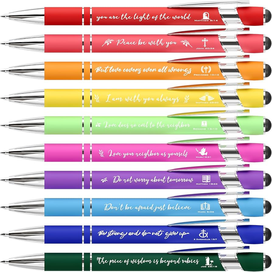 Christian Pens with Stylus Tips Bible Verse Inspirational Pens Ballpoint Smooth Writing Black Ink... | Amazon (US)